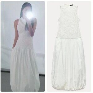 ZARA 100% COTTON POPLIN BALLOON DRESS Size XS New with Tags!